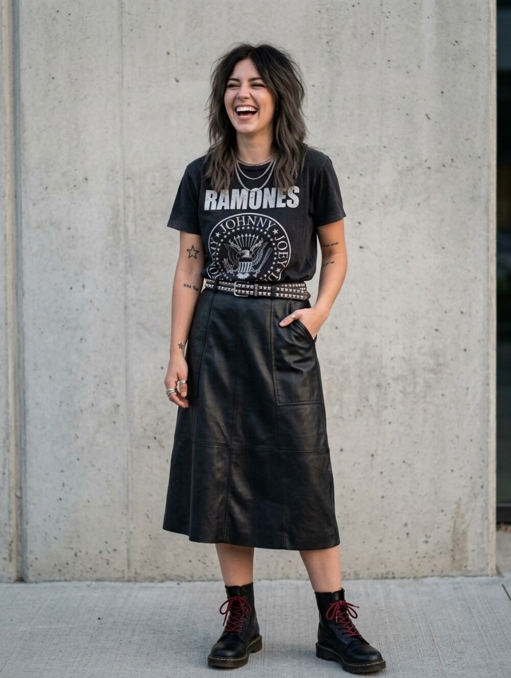 Gorgeous cleo Faux Leather Midi Skirt with Panel Seams
